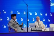 Prabowo Subianto saat menjadi pembicara di Shangri-la Dialogue ke-21 tahun 2024 di Singapura